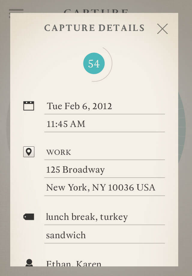 capture details screen