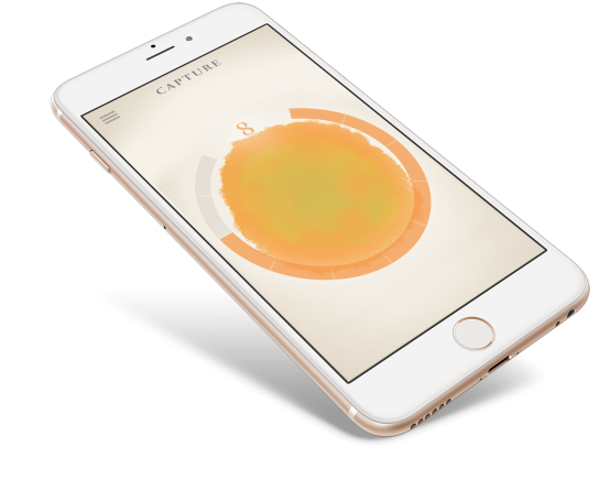 skewed iphone containing a shot of the expereal inkblot design