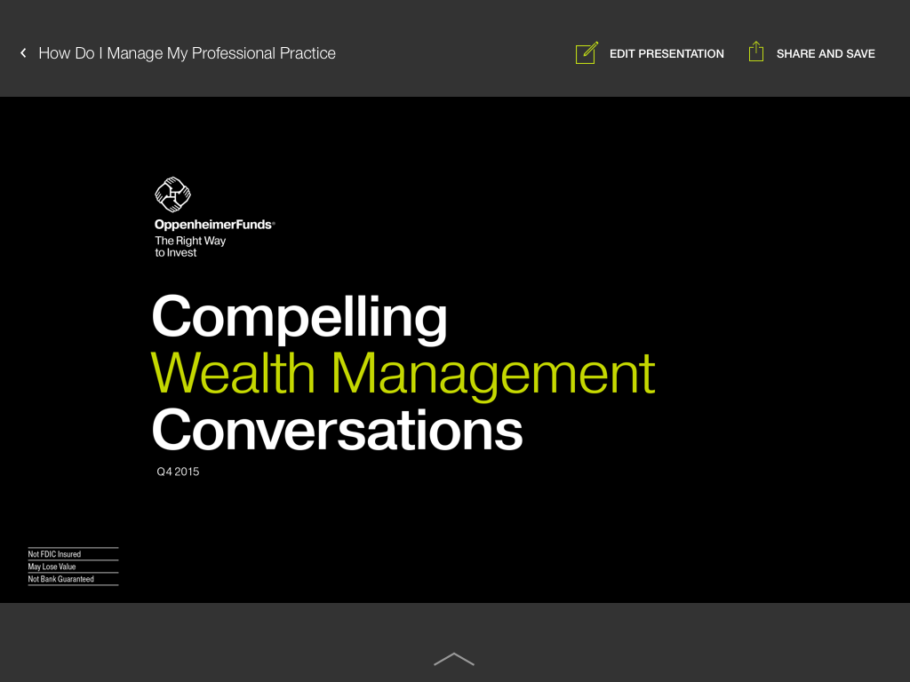 iPad screen showing a simple slide screen and links at the top